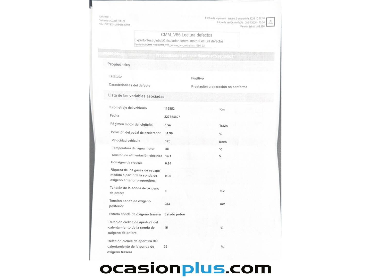 Foto del mantenimiento del Citroën C3 Citroën C3 PureTech 110 S&S Feel (110 CV)