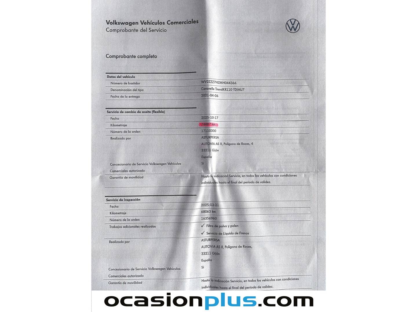Foto del mantenimiento del Volkswagen Caravelle Volkswagen Caravelle Origin Batalla Corta 2.0 TDI BMT (150 CV) DSG 5 Plazas Camperizada