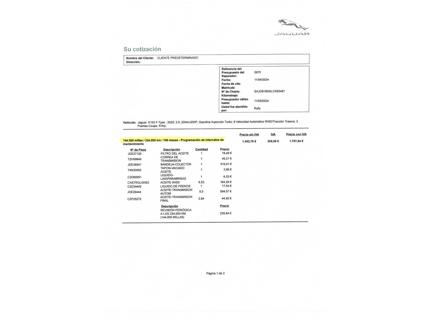 Foto Jaguar F-Type Jaguar F-TYPE Coupe 2.0 i4 R-Dynamic Auto 221 kW (300 CV)