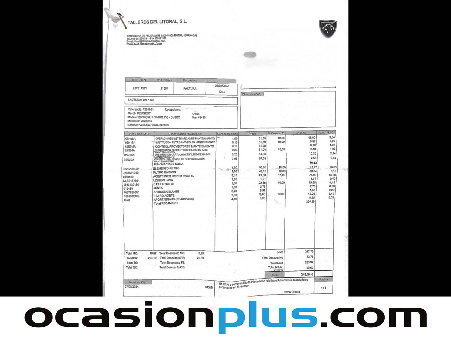 Foto del mantenimiento del Peugeot 2008 Peugeot 2008 BlueHDi 130 S&S GT Line EAT8 (130 CV)