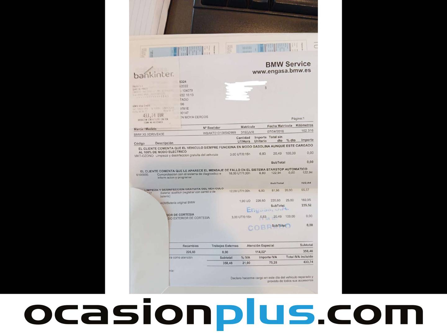 Foto del mantenimiento del BMW X5 BMW X5 xDrive40e (313 CV)
