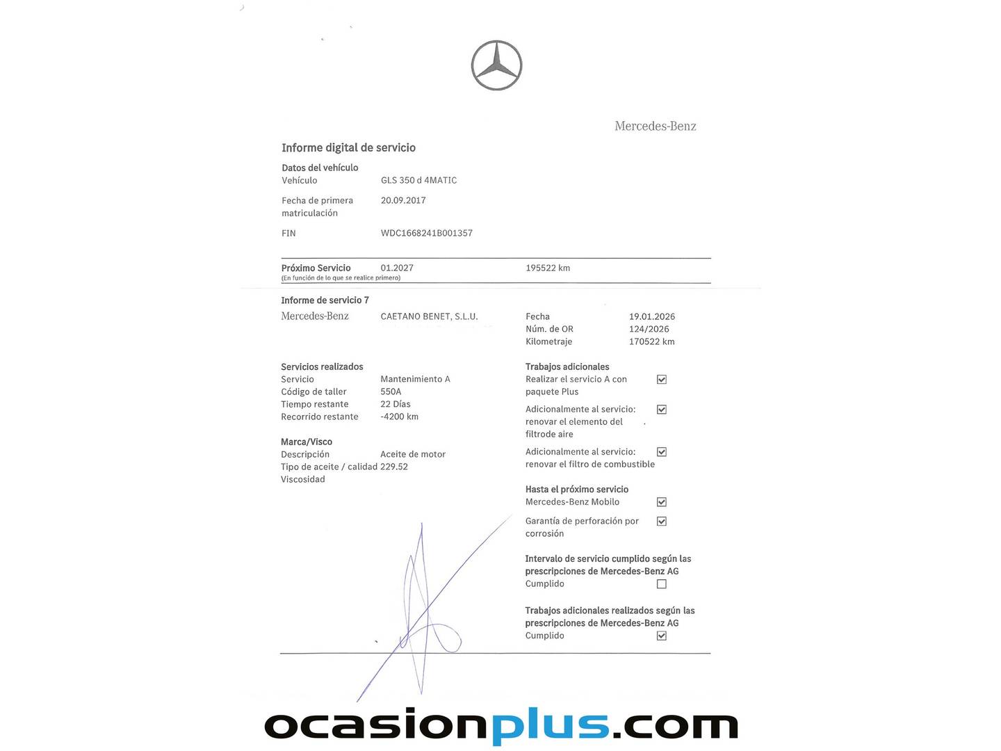 Foto del mantenimiento del Mercedes Clase GLS Mercedes Clase GLS 350 d 4Matic (258 CV) 7 Plazas