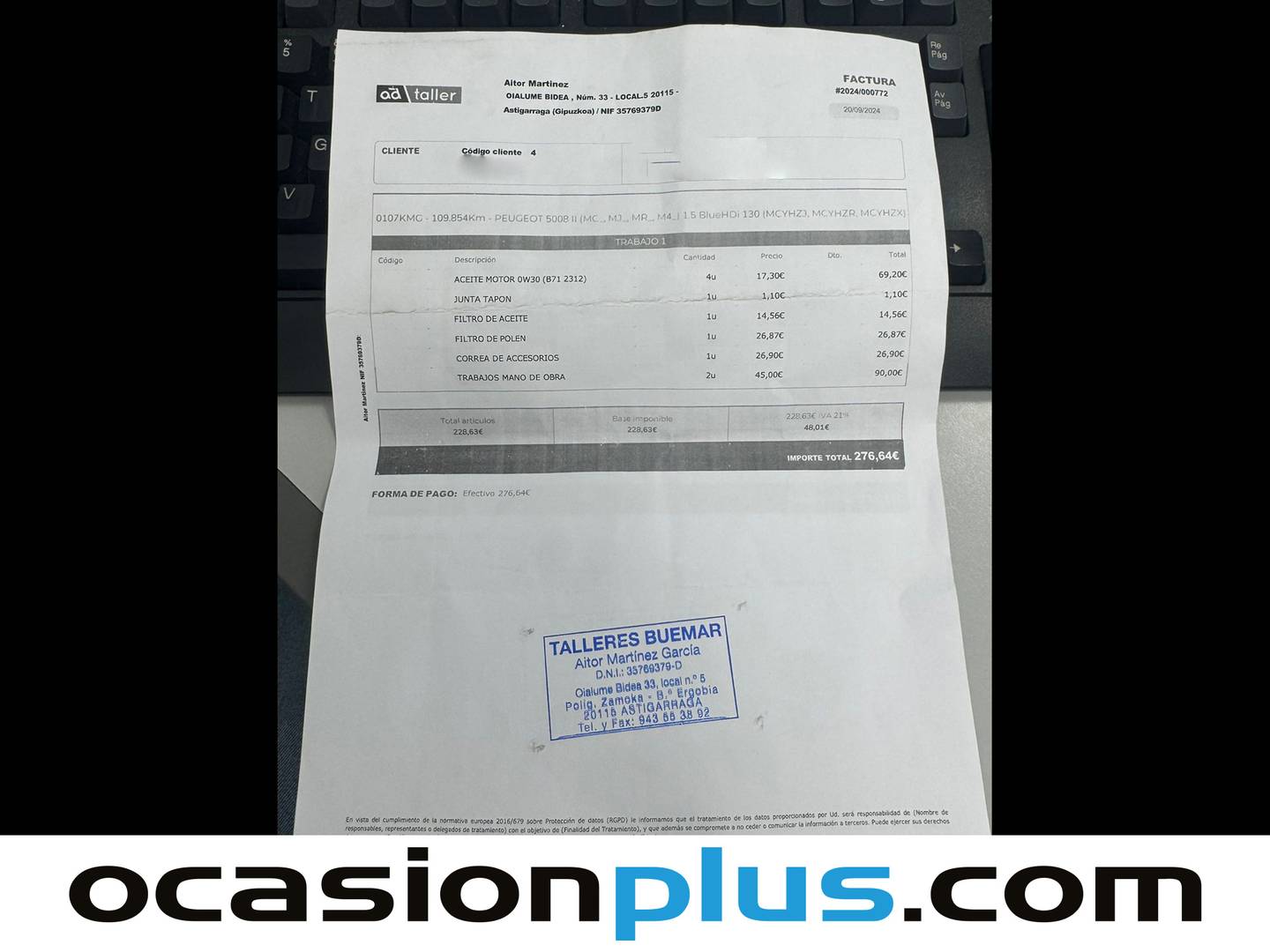 Foto del mantenimiento del Peugeot 5008 Peugeot 5008 BlueHDi 130 S&S Allure 7 Plazas (130 CV)