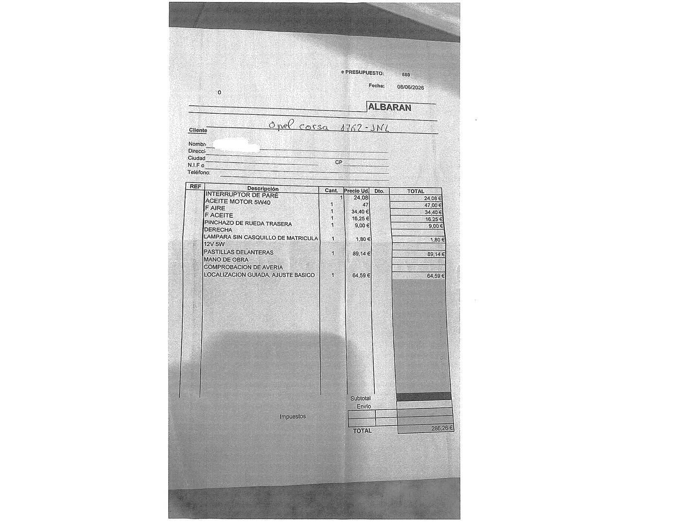 Foto del mantenimiento del Opel Corsa Opel Corsa 1.4 Selective (90 CV)