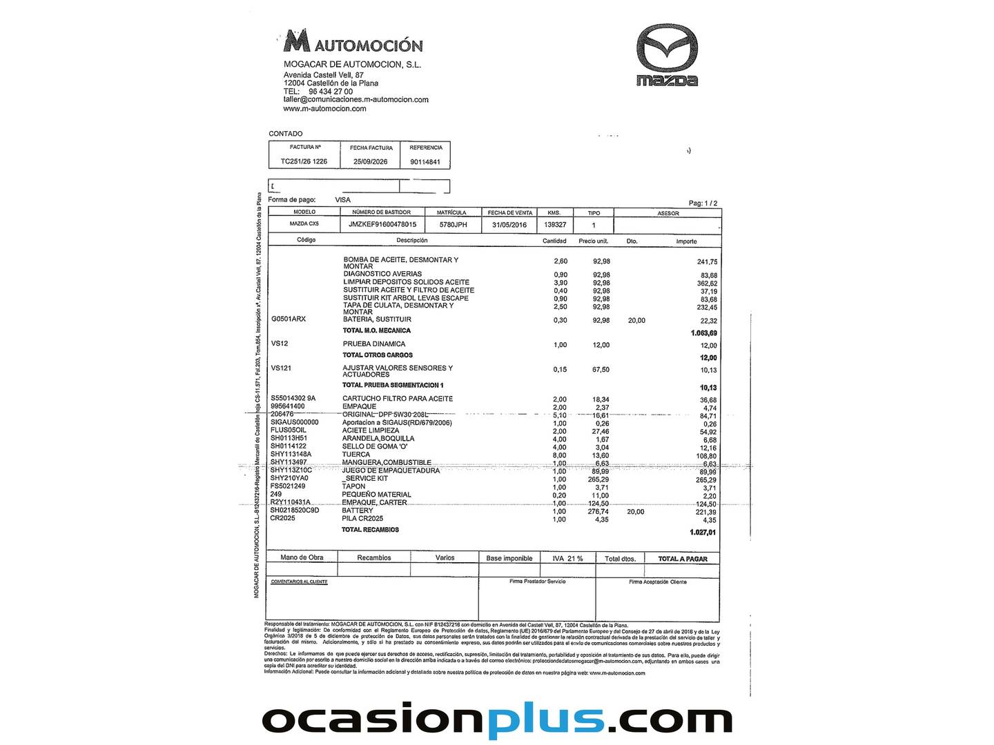 Foto del mantenimiento del Mazda CX-5 Mazda CX-5 2.2 (150CV) DE 2WD Luxury