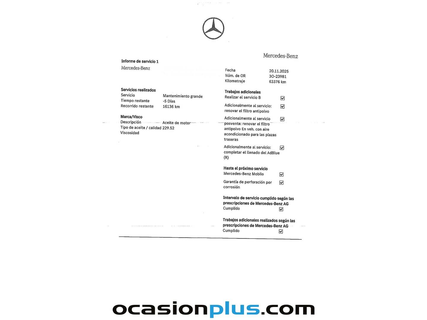 Foto del mantenimiento del Mercedes Vito Mercedes Vito Combi 116 CDI Tourer Pro Larga (163 CV) 9 Plazas