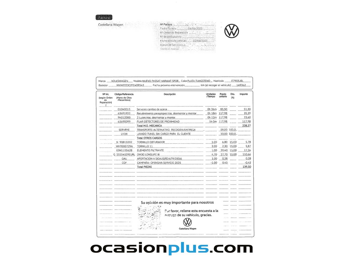 Foto del mantenimiento del Volkswagen Passat Volkswagen Passat Variant Sport 2.0 TDI BMT (150 CV) DSG