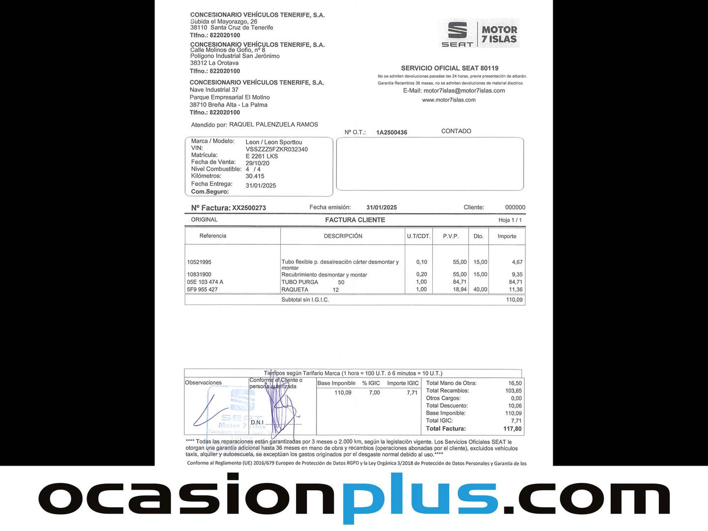 Foto del mantenimiento del Seat León Seat León ST 1.5 EcoTSI S&S FR Edition (130 CV)