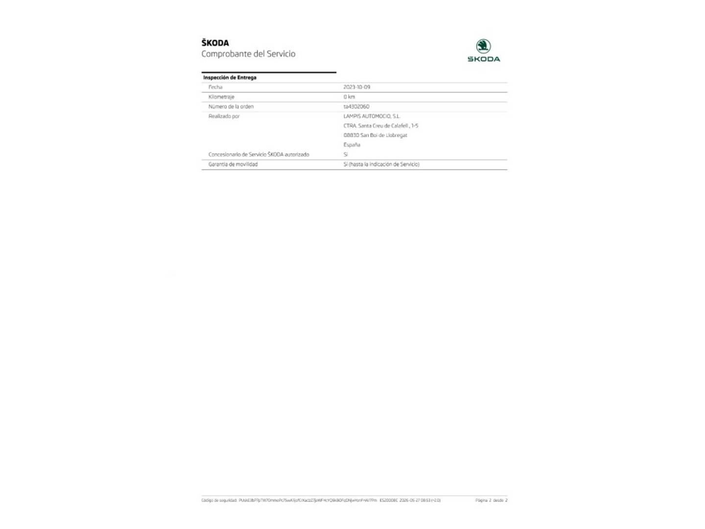 Foto del mantenimiento del Skoda Karoq Skoda Karoq 1.5 TSI ACT Sportline DSG  (150 CV)