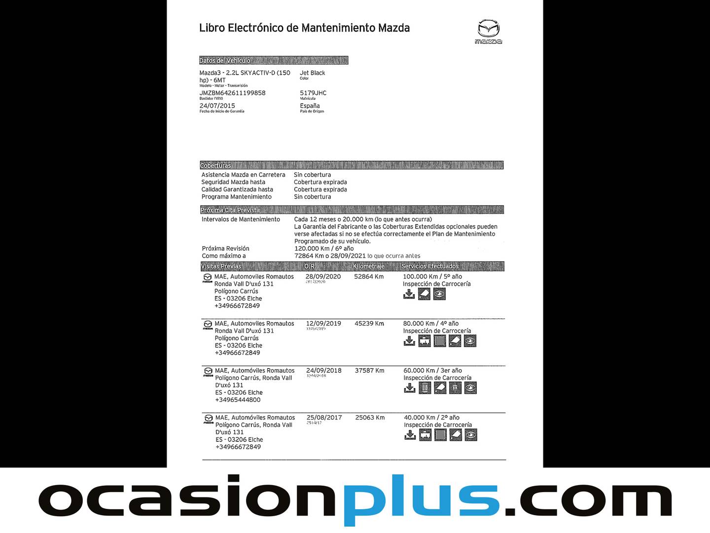 Foto del mantenimiento del Mazda Mazda3 Mazda Mazda 3 2.2 DE Luxury (150 CV)