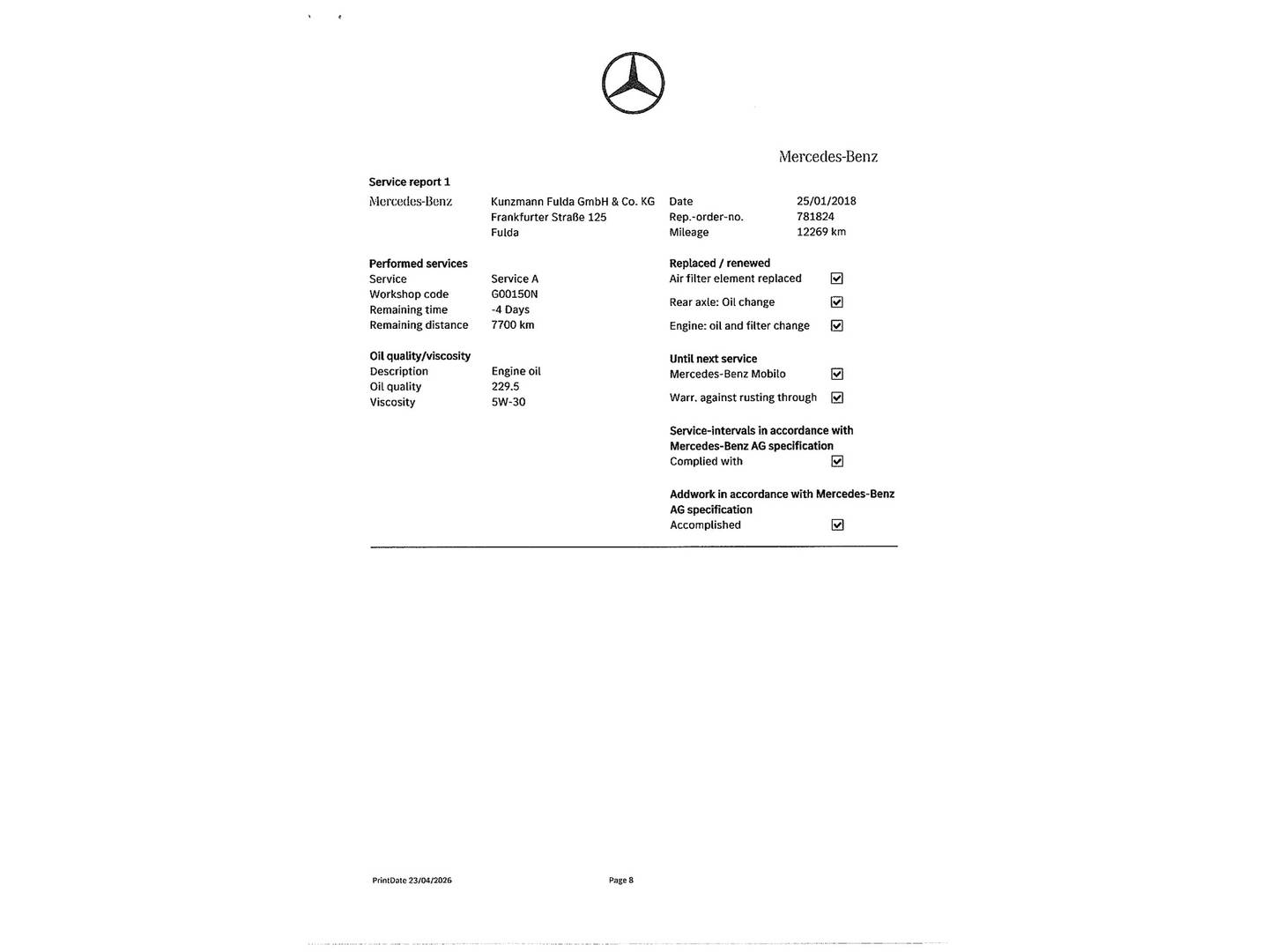 Foto del mantenimiento del Mercedes CLA Mercedes CLA CLA 45 AMG 4Matic Shooting Brake (381 CV)