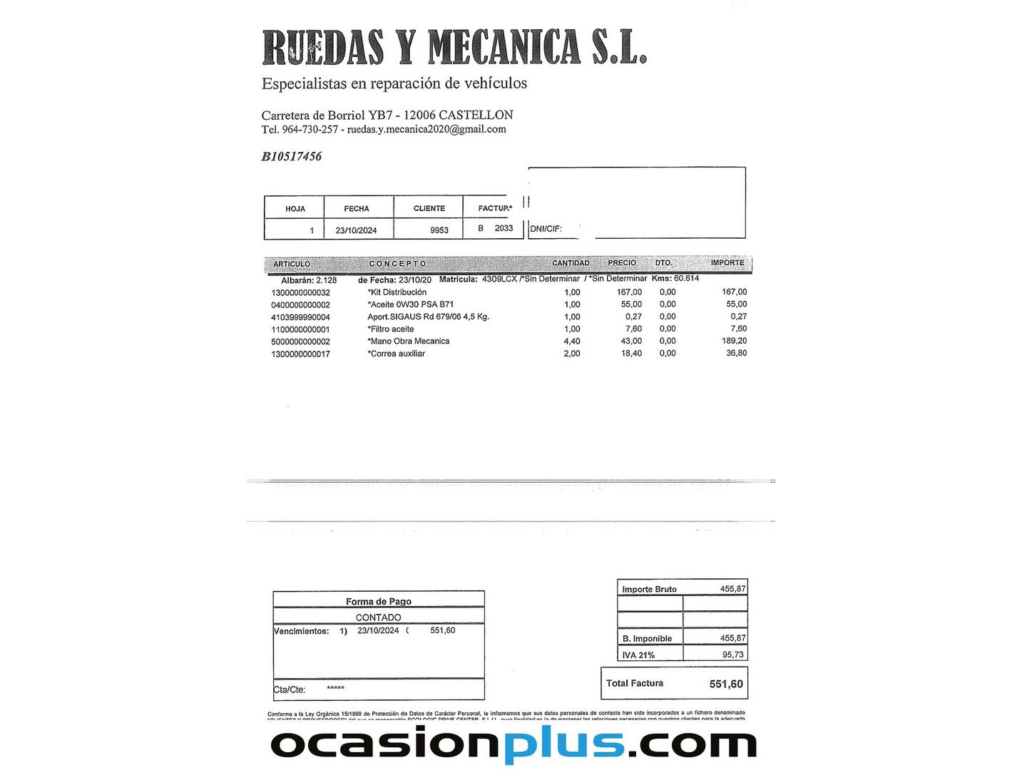Foto del mantenimiento del Opel Grandland X Opel Grandland X 1.2 Turbo Selective (130 CV)