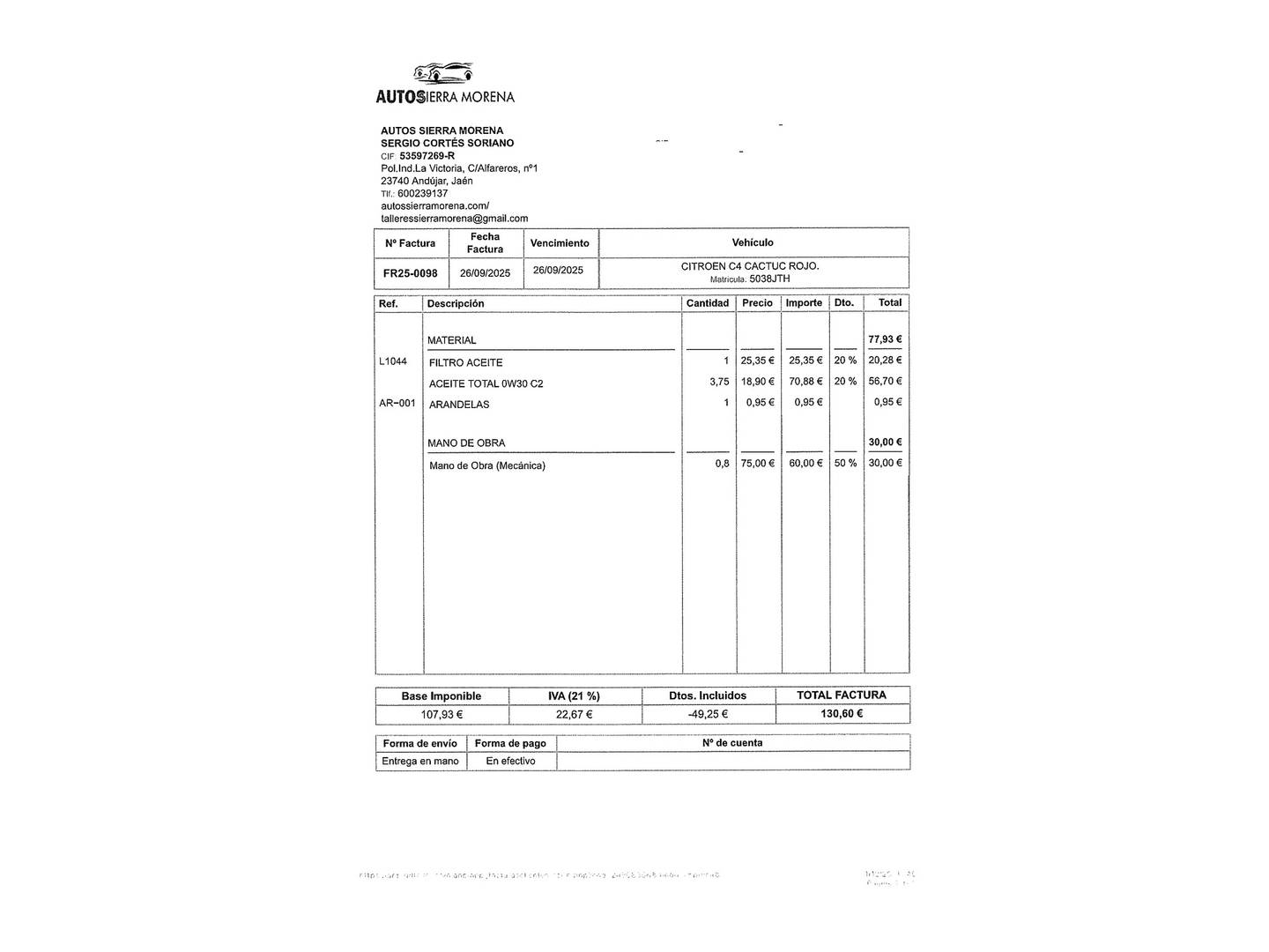 Foto del mantenimiento del Citroën C4 Cactus Citroen C4 Cactus 1.6 BlueHDI S&S Feel Edition ETG6 (100 CV)