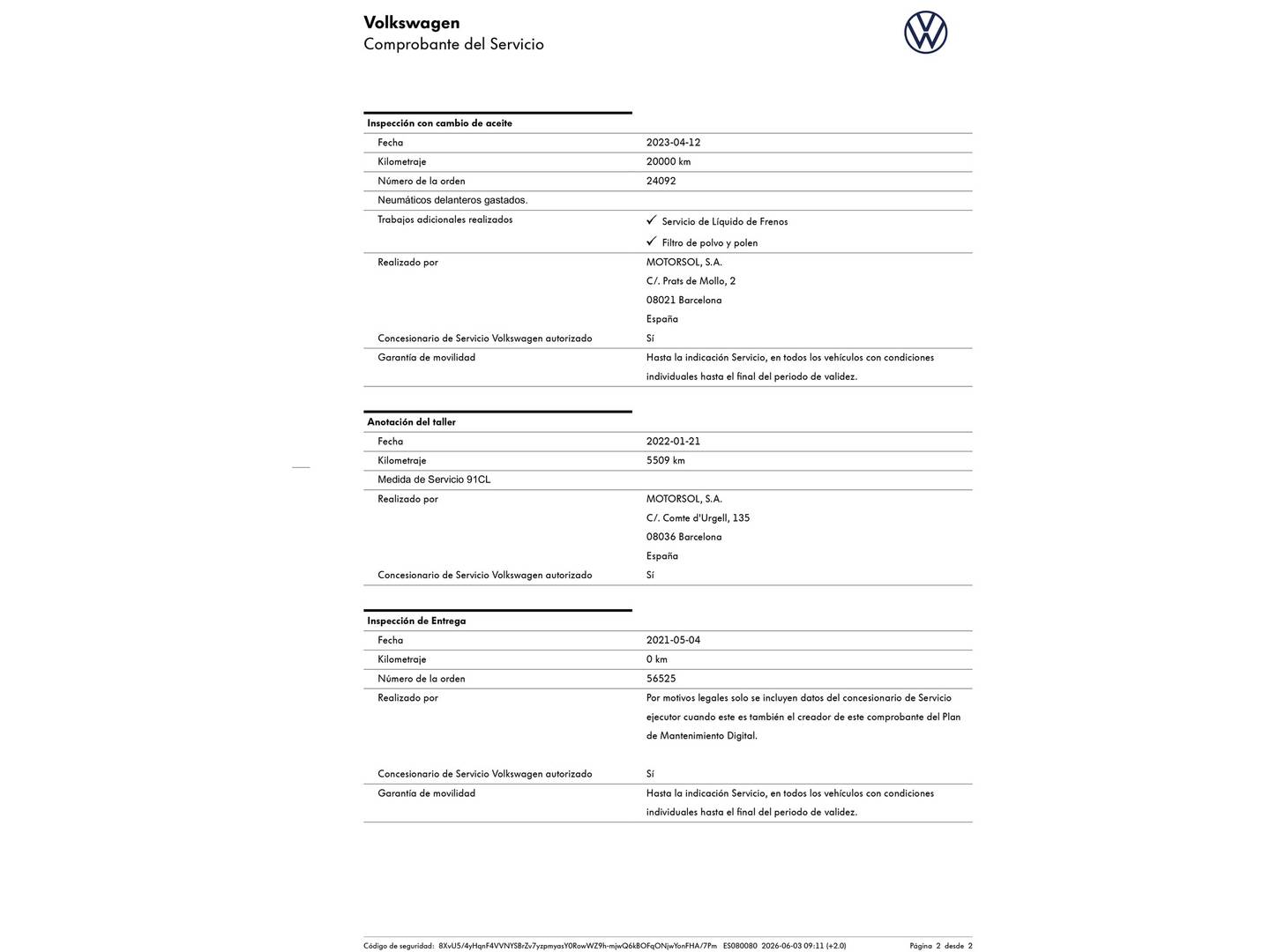 Foto del mantenimiento del Volkswagen Tiguan Volkswagen Tiguan Life 1.5 TSI (150 CV)