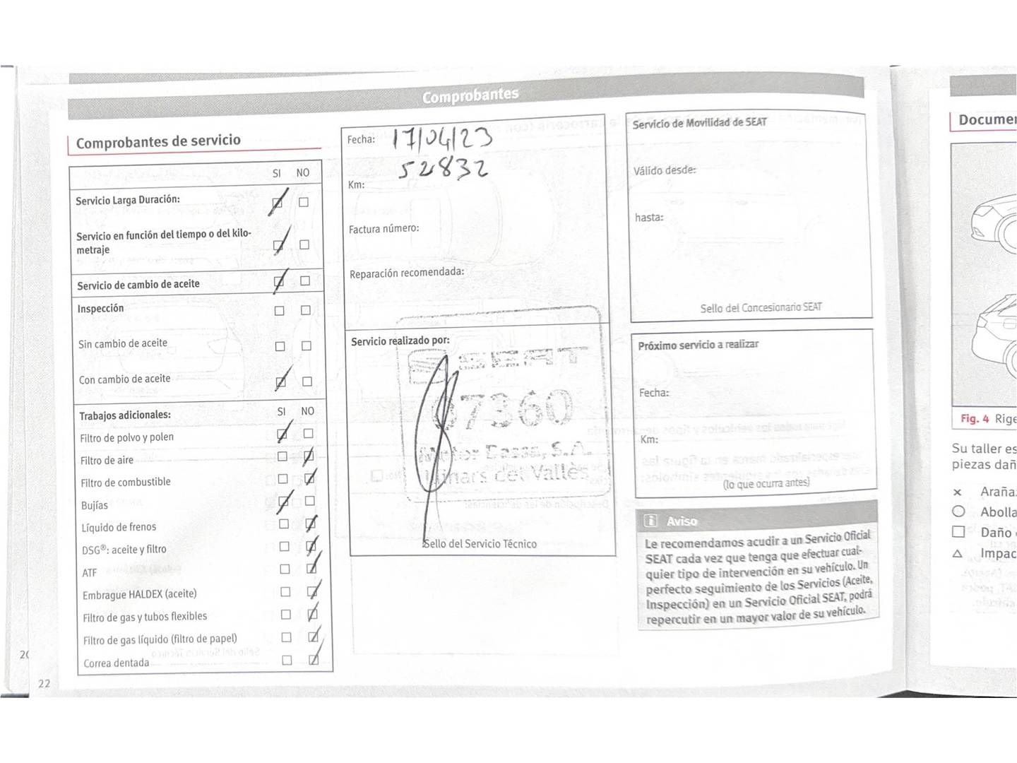 Foto del mantenimiento del Seat Ibiza Seat Ibiza 1.2 TSI Style Connect (90 CV)