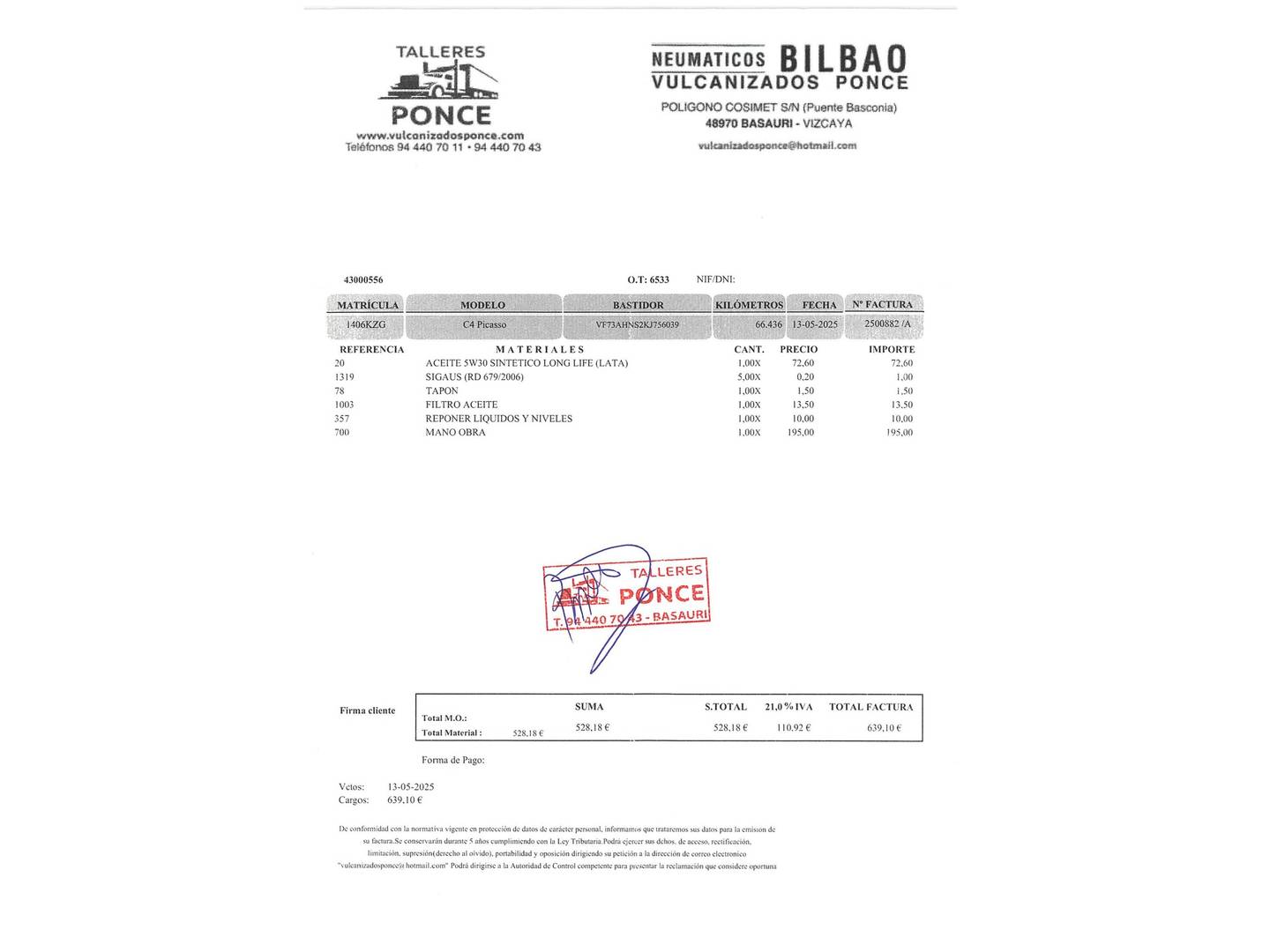 Foto del mantenimiento del Citroën Grand C4 Spacetourer Citroen Grand C4 Spacetourer PureTech 130 S&S Feel (130 CV) 7 Plazas