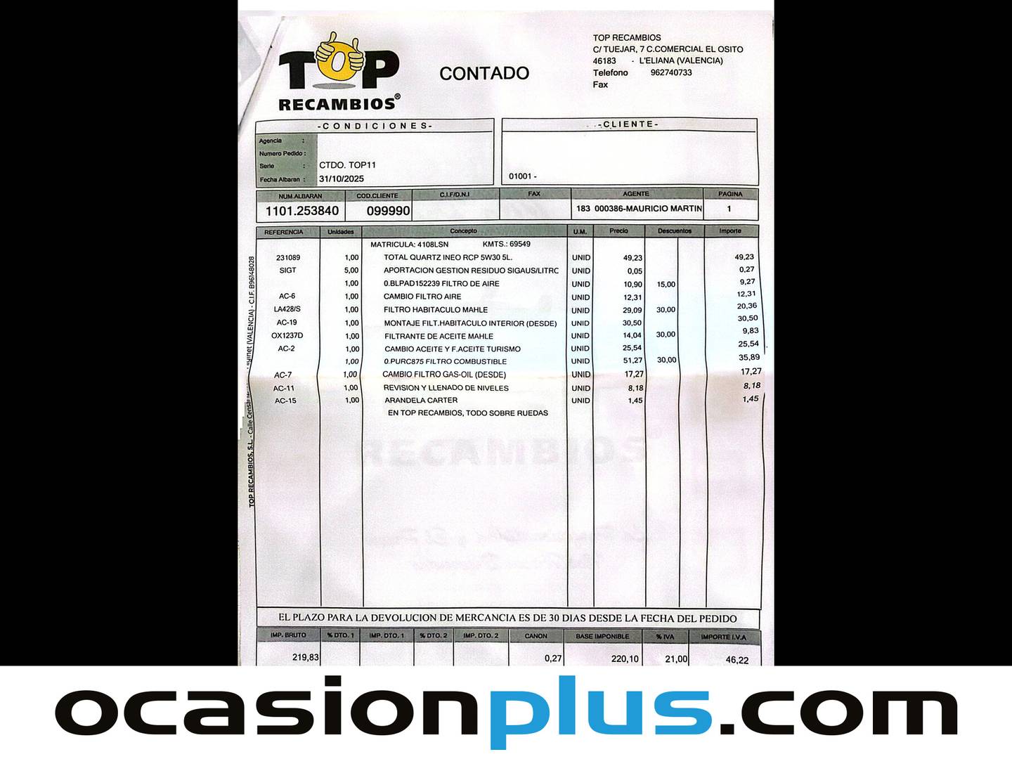 Foto del mantenimiento del Citroën Berlingo Citroën Berlingo BlueHDi 100 S&S Talla M Feel (102 CV)