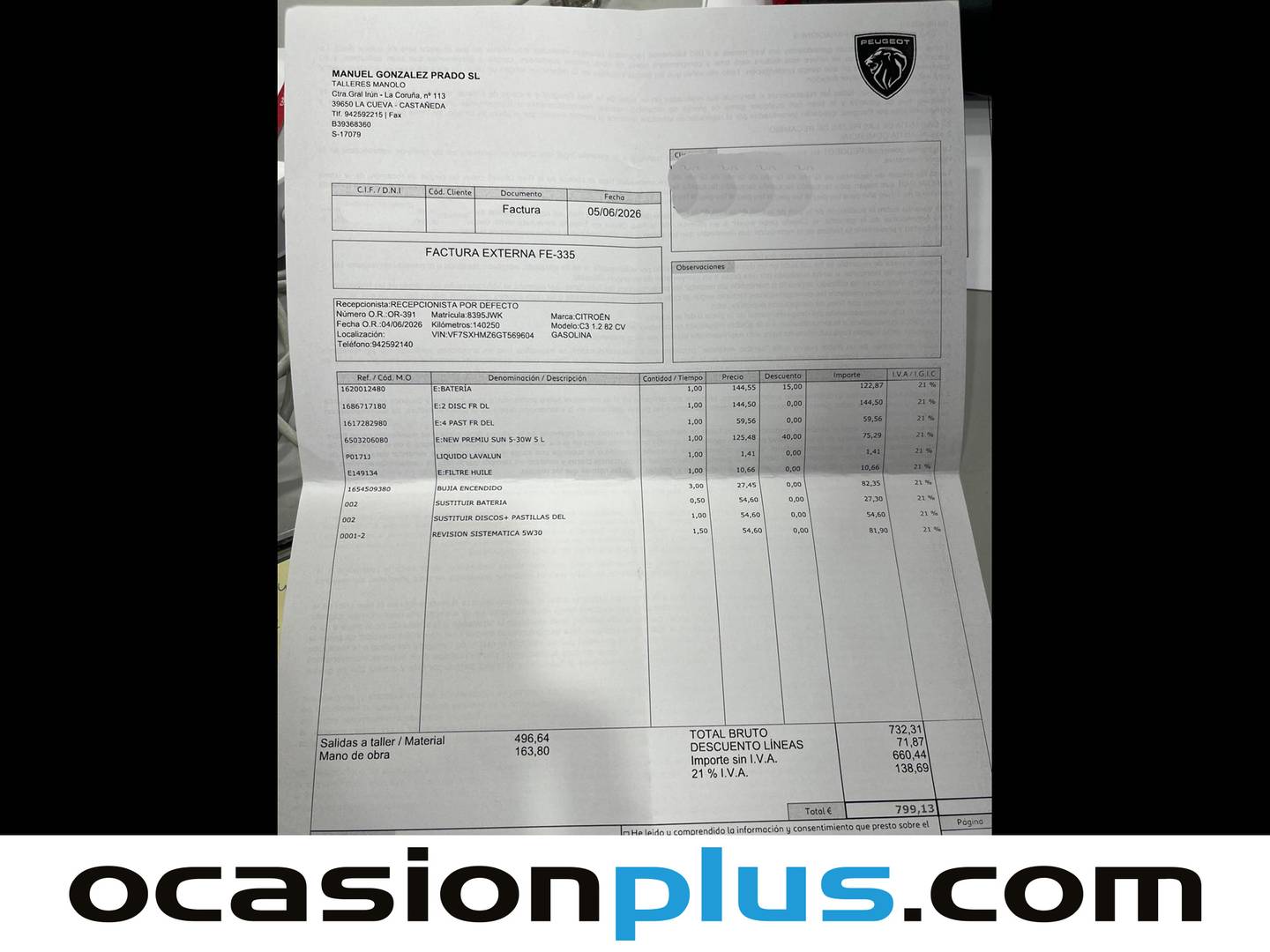 Foto del mantenimiento del Citroën C3 Citroën C3 PureTech 82 Feel (83 CV)