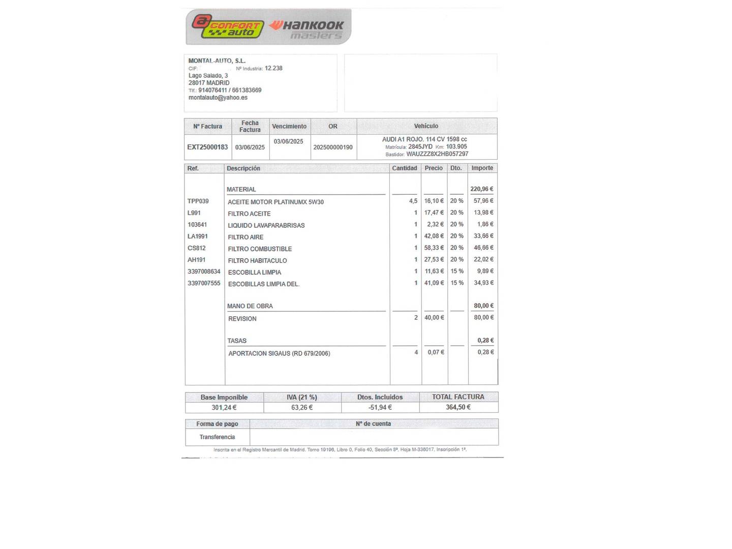 Foto del mantenimiento del Audi A1 Audi A1 Sportback Attraction 1.6 TDI (116 CV)