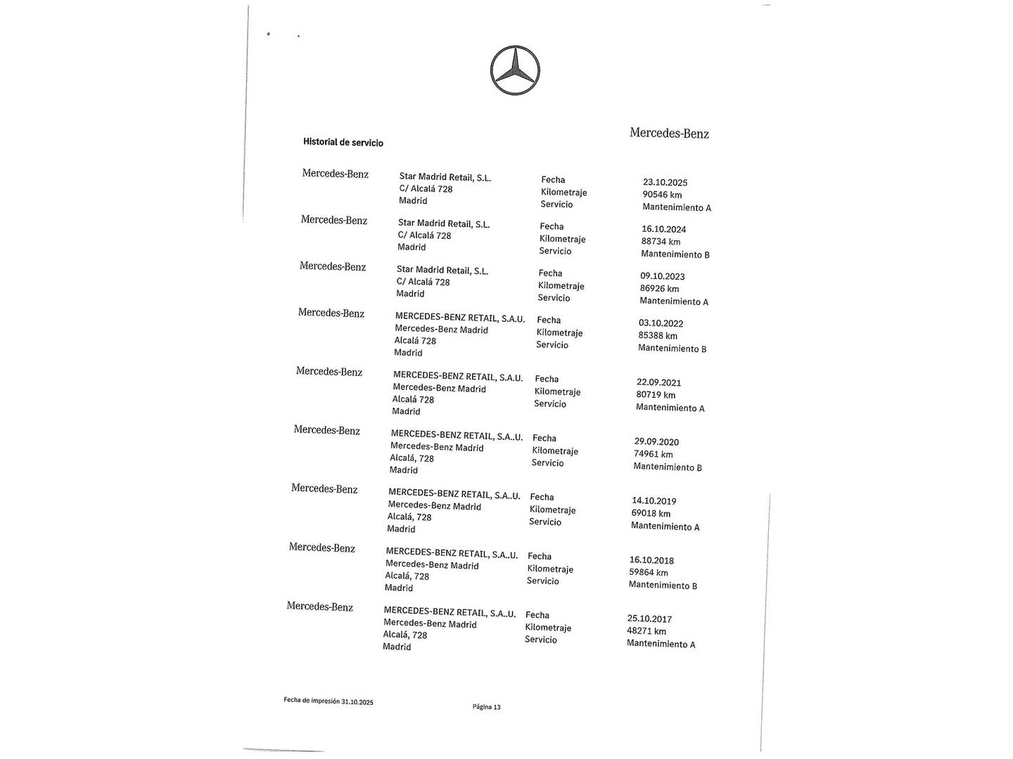 Foto del mantenimiento del Mercedes Clase B Mercedes Clase B B 180 CDI Blue Efficiency (109 CV)