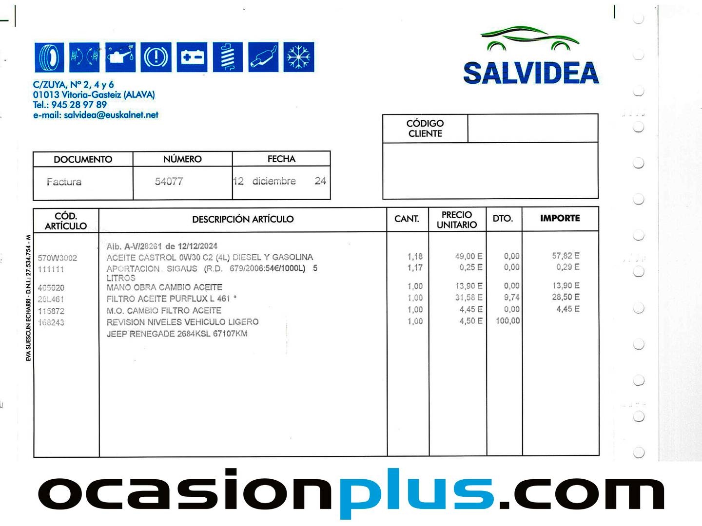 Foto del mantenimiento del Jeep Renegade Jeep Renegade 1.6 Mjet Business 4x2 (105CV) E6