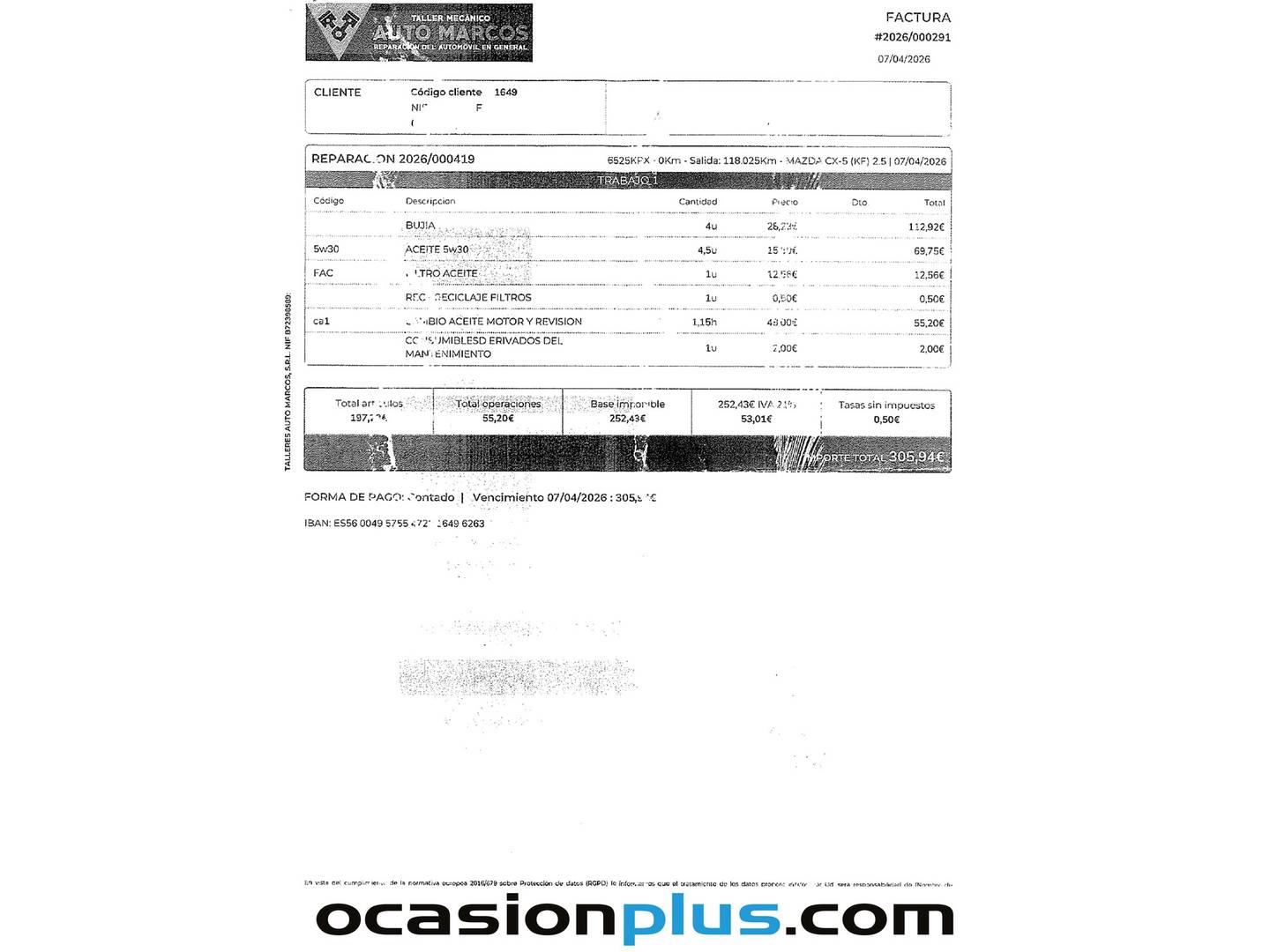 Foto del mantenimiento del Mazda CX-5 Mazda CX-5 2.5 G Zenith Black Sky Cruise AWD AT(194 CV)