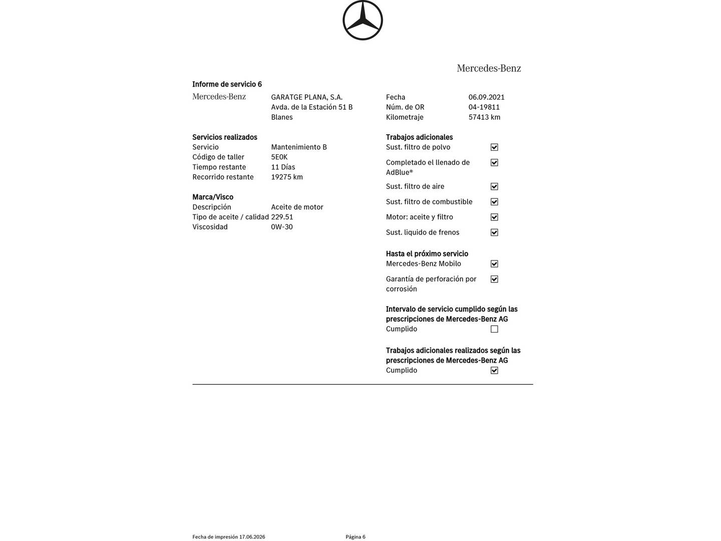 Foto del mantenimiento del Mercedes Clase C Mercedes Clase C C 220 BlueTEC AMG Line (170 CV)