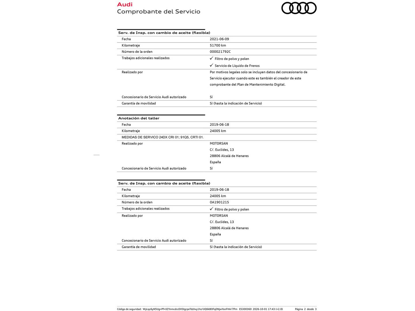 Foto del mantenimiento del Audi Q2 Audi Q2 Design Edition 1.4 TFSI CoD (150 CV)