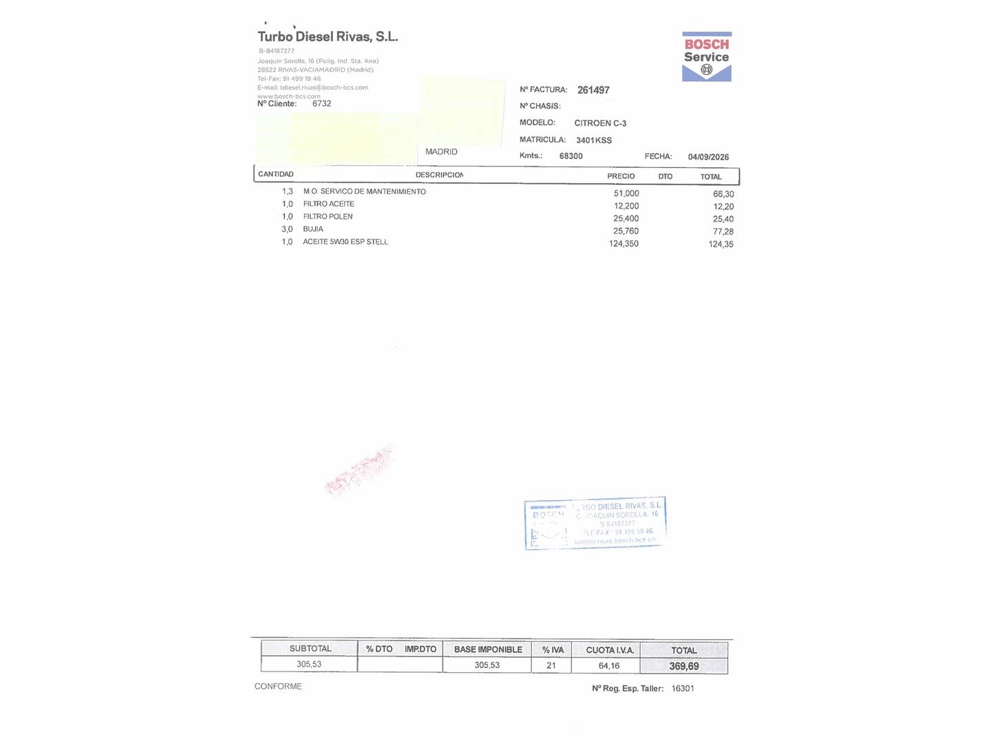 Foto del mantenimiento del Citroën C3 Citroën C3 PureTech 82 Feel (83 CV)