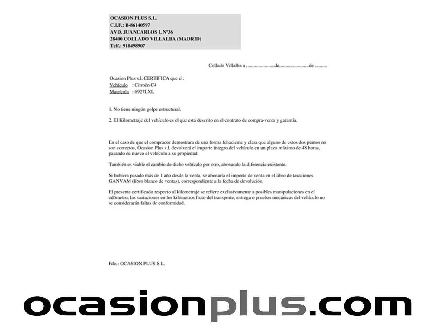 Foto del certificado del Citroën C4 Citroën C4 PureTech 130 S&S 6v Feel Pack (130 CV)