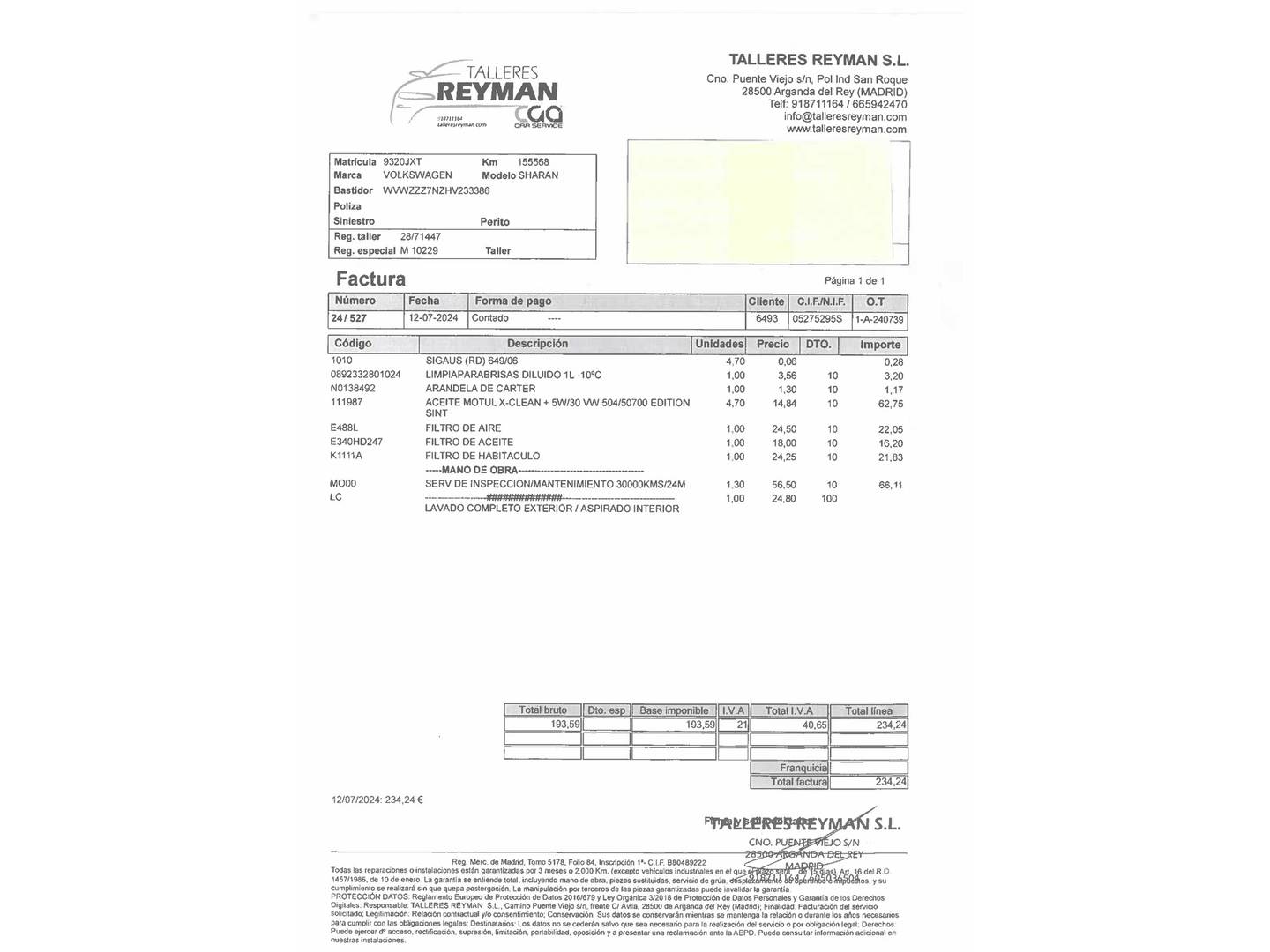 Foto del mantenimiento del Volkswagen Sharan Volkswagen Sharan Sport 2.0 TDI BMT (150 CV)7 Plazas