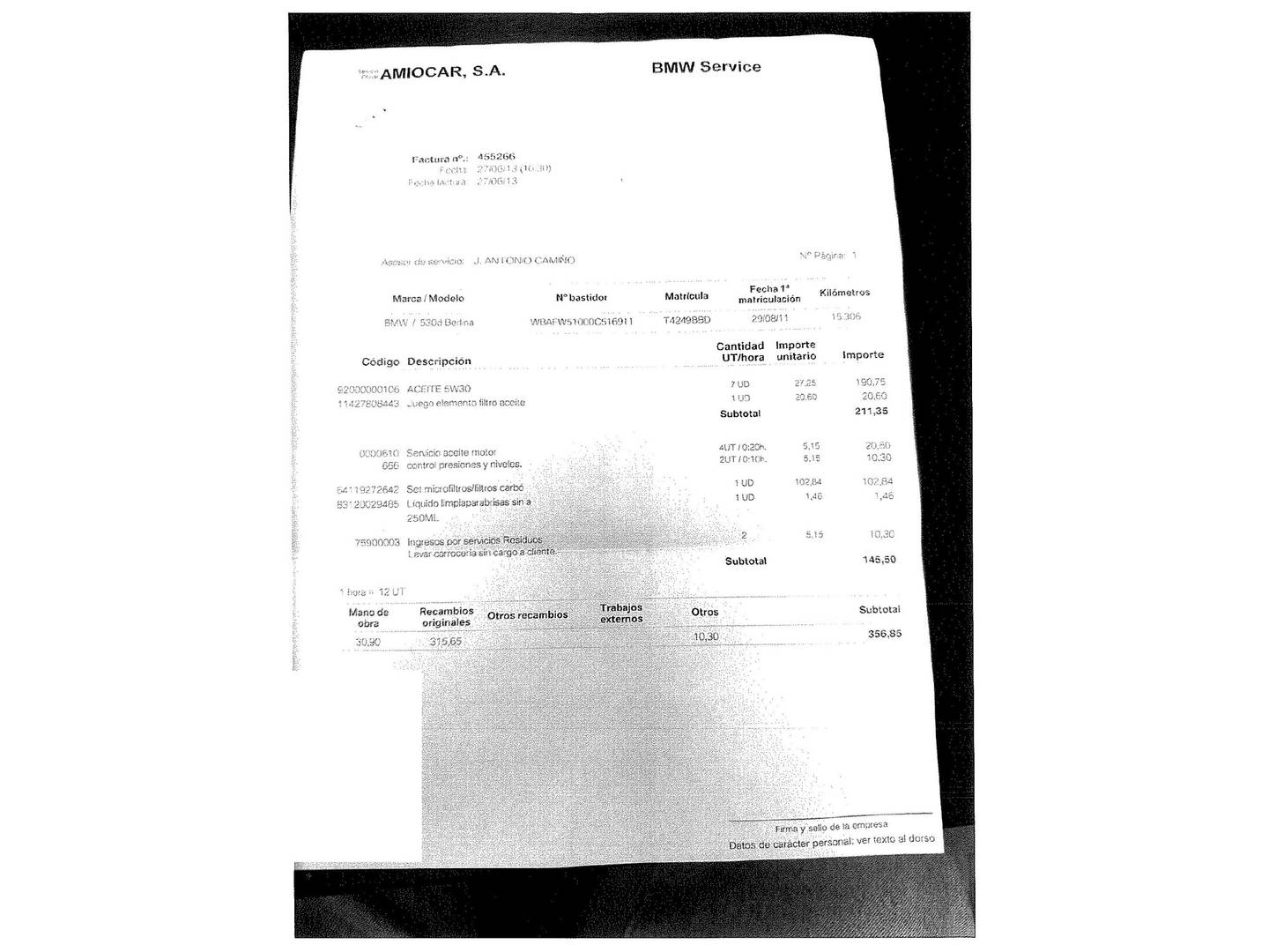 Foto del mantenimiento del BMW Serie 5 BMW Serie 5 530d  (245 CV)