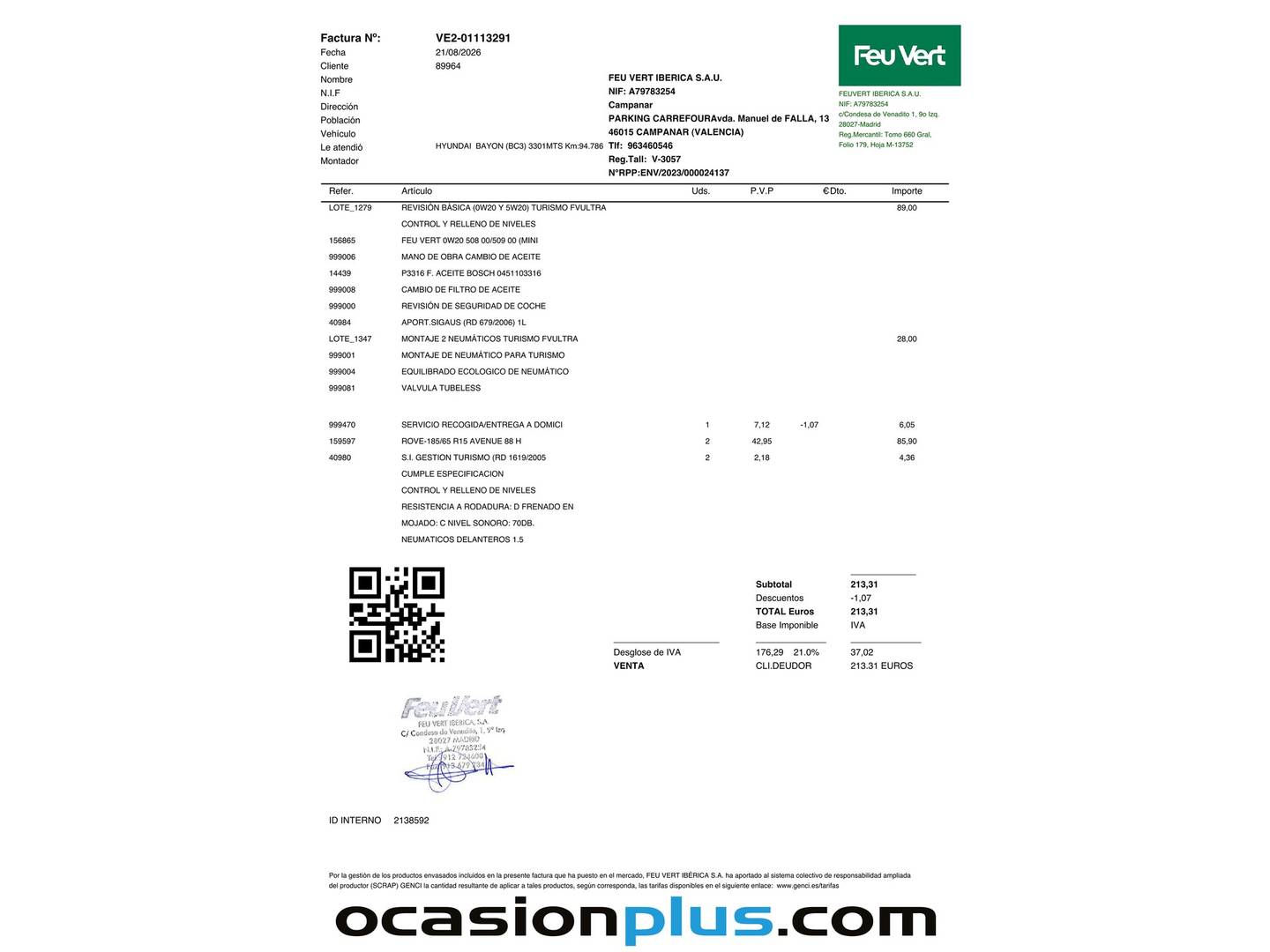 Foto del mantenimiento del Hyundai Bayon Hyundai Bayon 1.2 MPI Klass (79 CV)