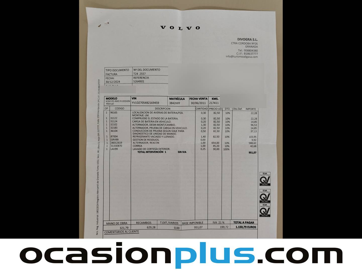 Foto del mantenimiento del Volvo XC60 Volvo XC60 D5 R-Design AWD Auto (205 CV)