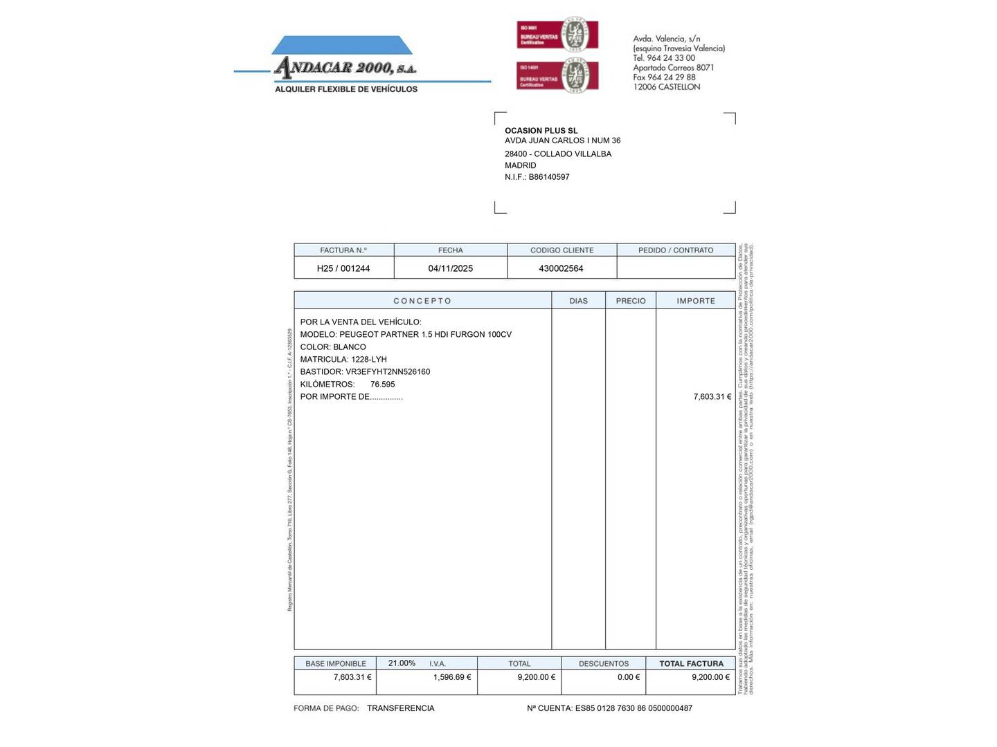 Foto Peugeot Partner Peugeot Partner Furgon BlueHDi 100 S&S Pro Standard 600kg (98 CV)