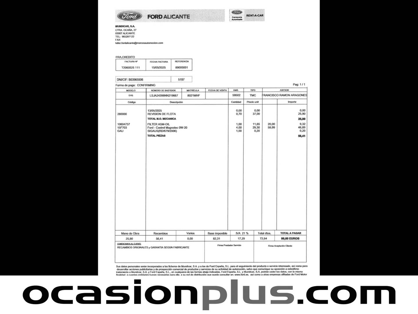 Foto del mantenimiento del MG eHS MG eHS 1.5 T-GDI PHEV Luxury (258 CV)