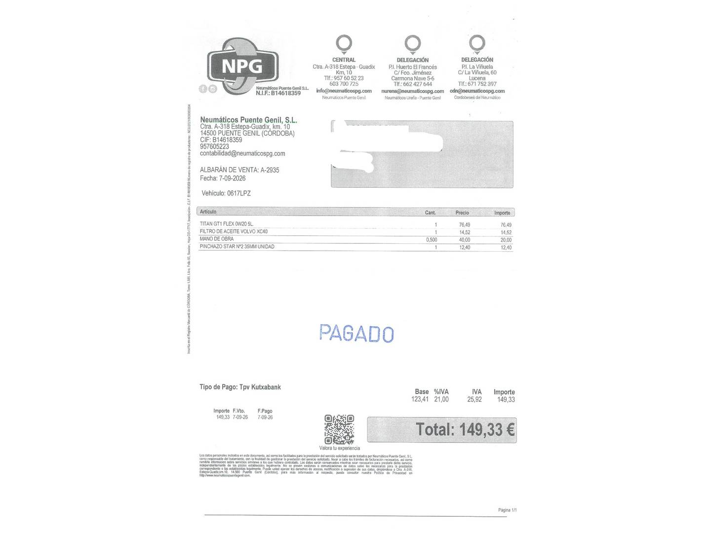 Foto del mantenimiento del Volvo XC40 Volvo XC40 T3 Momentum Pro Auto (163 CV)