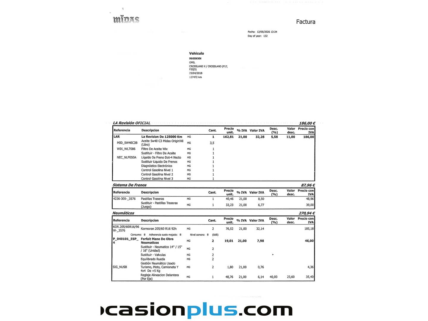 Foto del mantenimiento del Opel Crossland X Opel Crossland X 1.2 Turbo S&S Selective (130 CV)