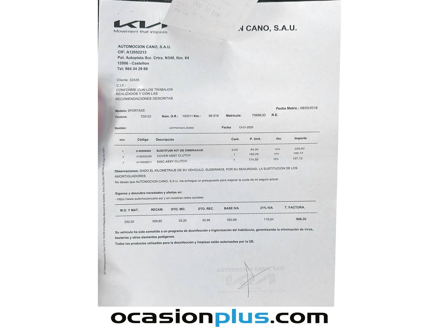 Foto del mantenimiento del KIA Sportage KIA Sportage 1.7 CRDi VGT Eco-Dynamics x-Tech17 4x2 (115 CV)