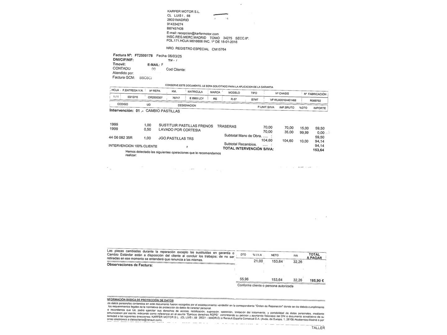 Foto del mantenimiento del Renault Clio Renault Clio 1.5 dCi N-Connecta 4x2 (110 CV)