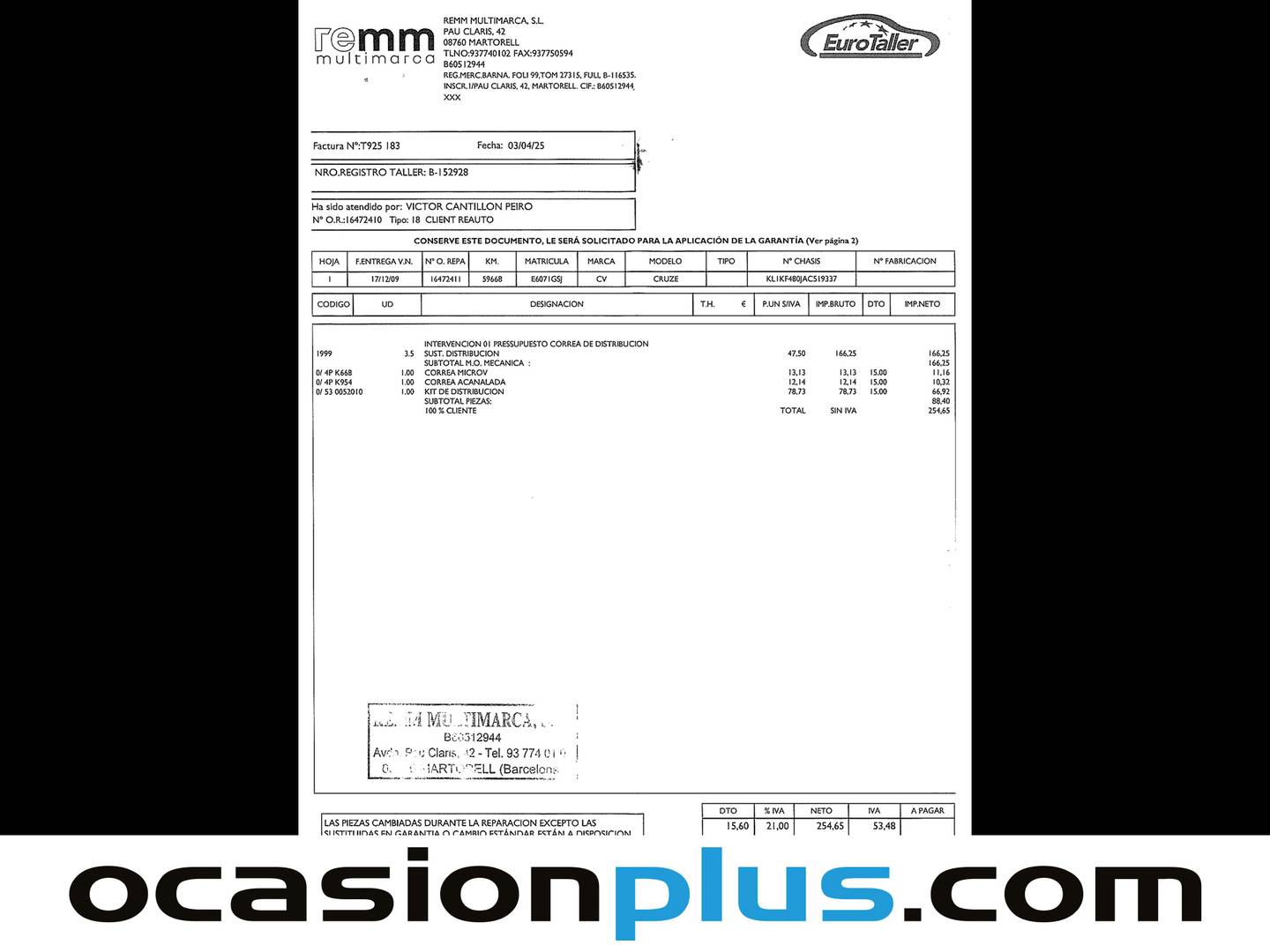 Foto del mantenimiento del Chevrolet Matiz Chevrolet Matiz 1.0 S (65 CV)