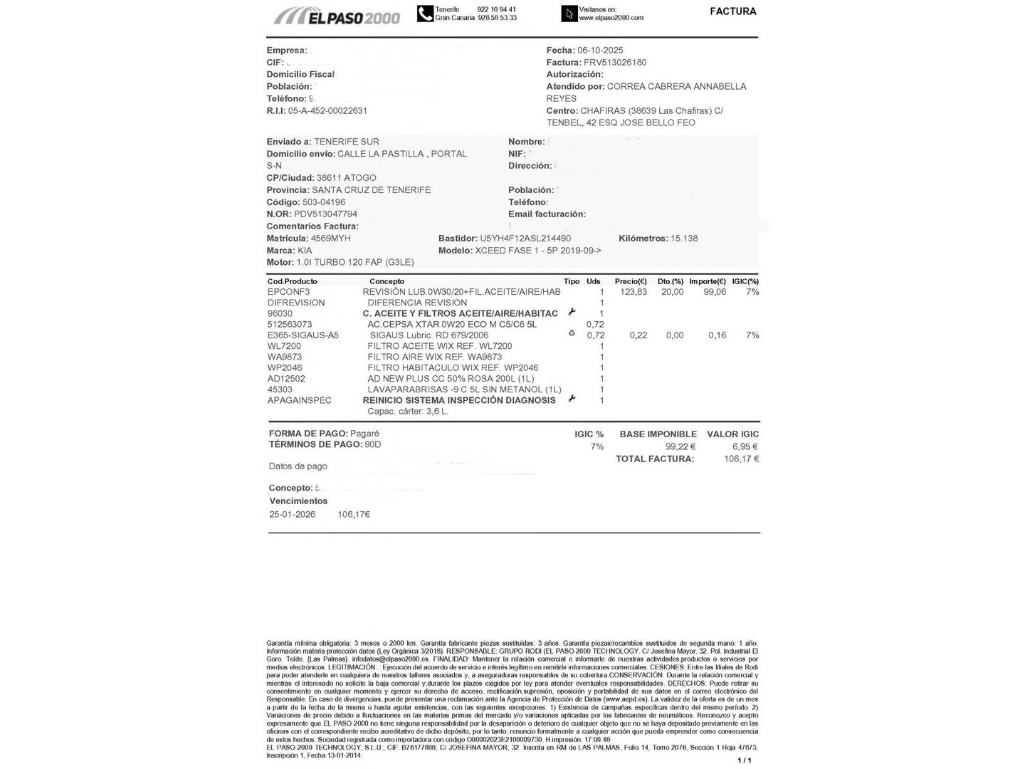 Foto del mantenimiento del KIA XCeed KIA XCeed Kia XCeed 1.0 T-GDi Drive (100 CV)