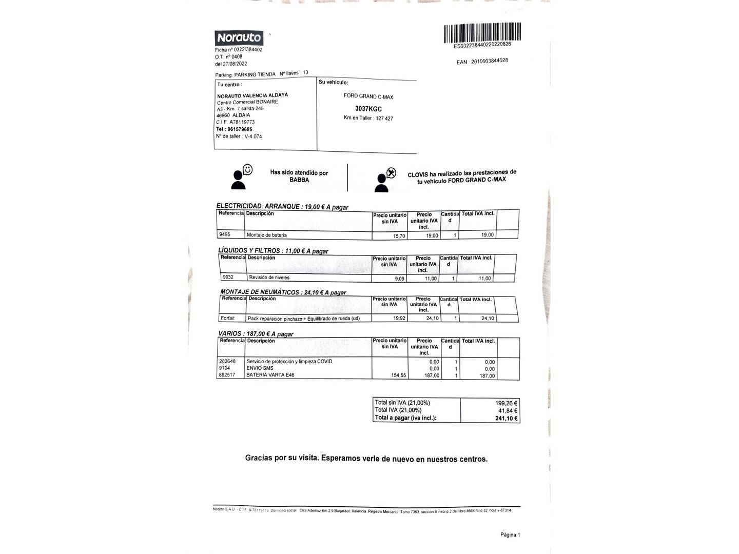 Foto del mantenimiento del Ford Grand C-Max Ford Grand C-Max 1.5 TDCI Titanium (120 CV)