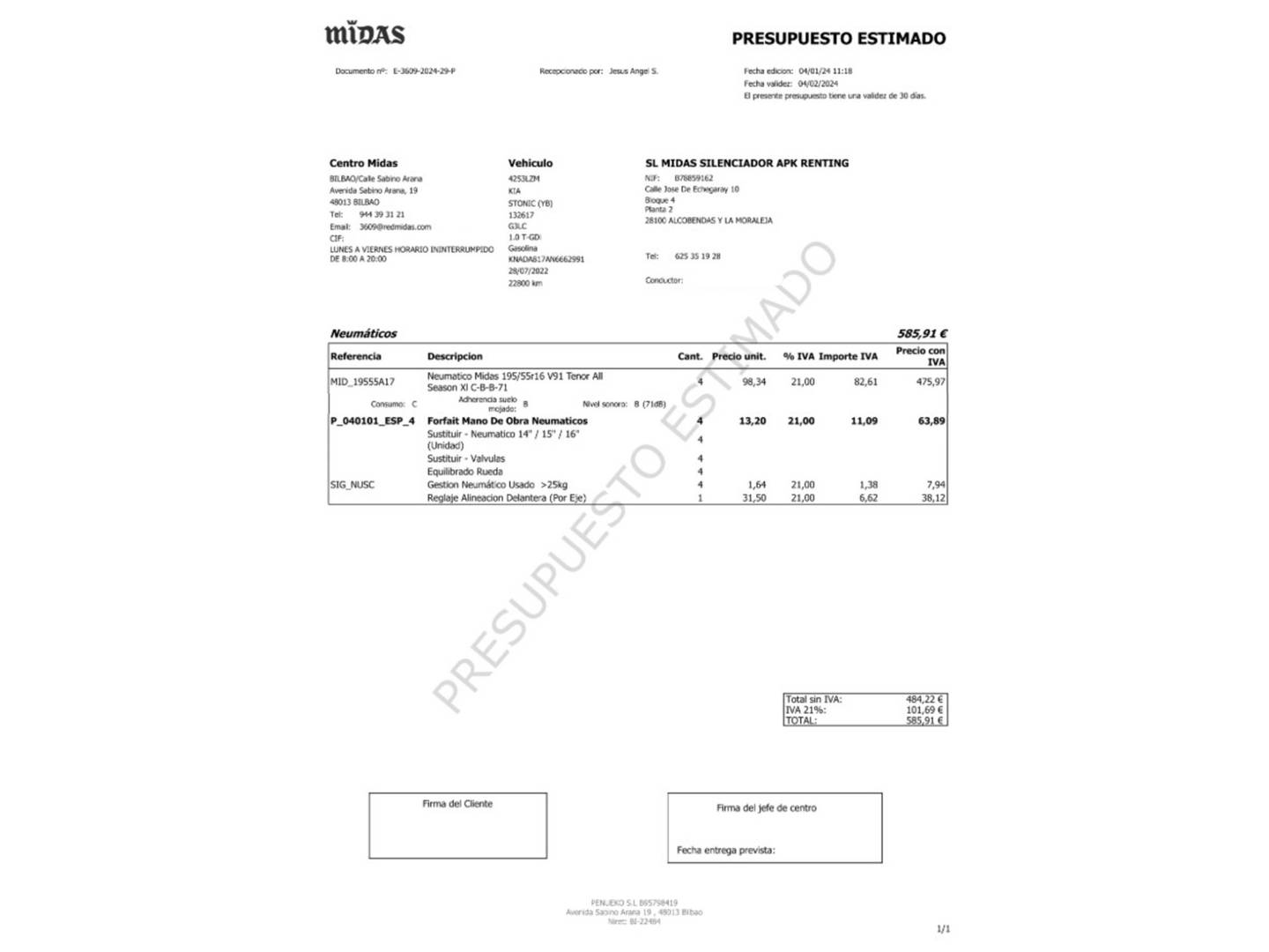Foto del mantenimiento del KIA Stonic KIA Stonic 1.0 T-GDi MHEV Concept Plus (100 CV)