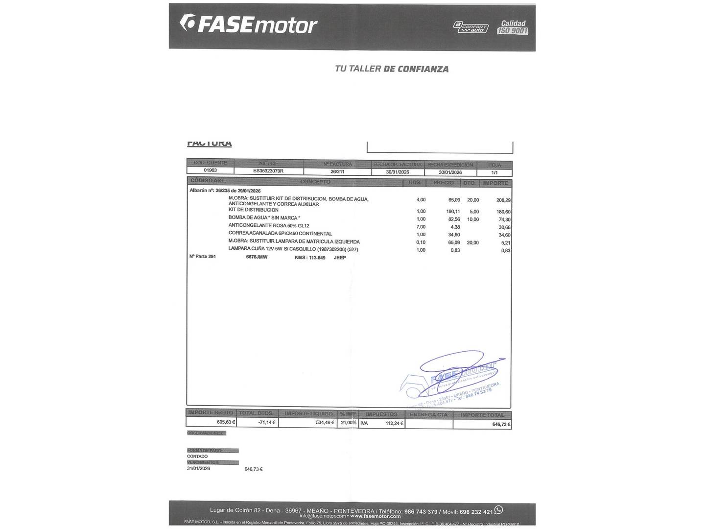 Foto del mantenimiento del Jeep Wrangler Jeep Wrangler 2.8 CRD Sport (200 CV)