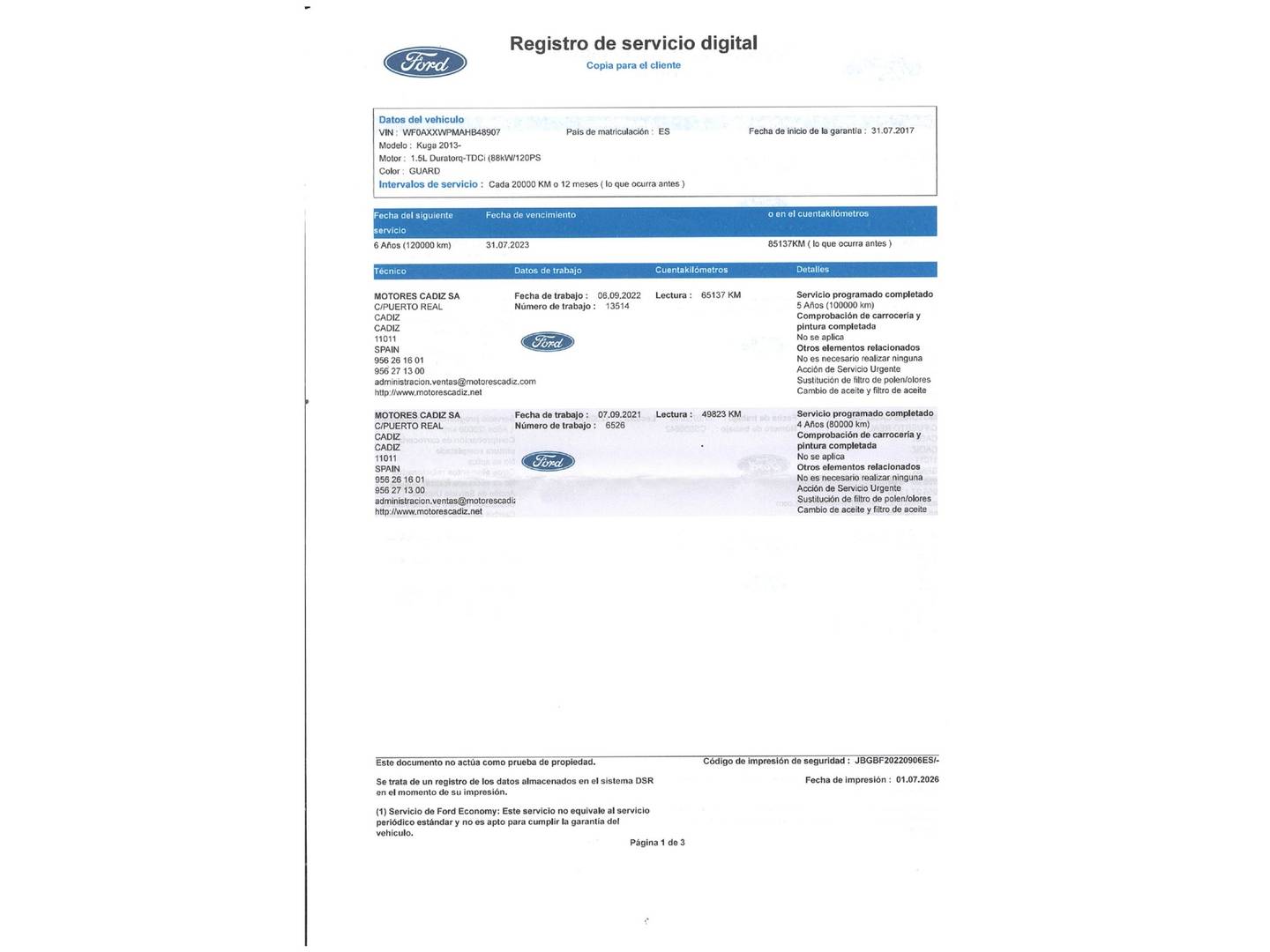 Foto del mantenimiento del Ford Kuga Ford Kuga 1.5 TDCI S&S ST-Line 4x2 (120 CV)