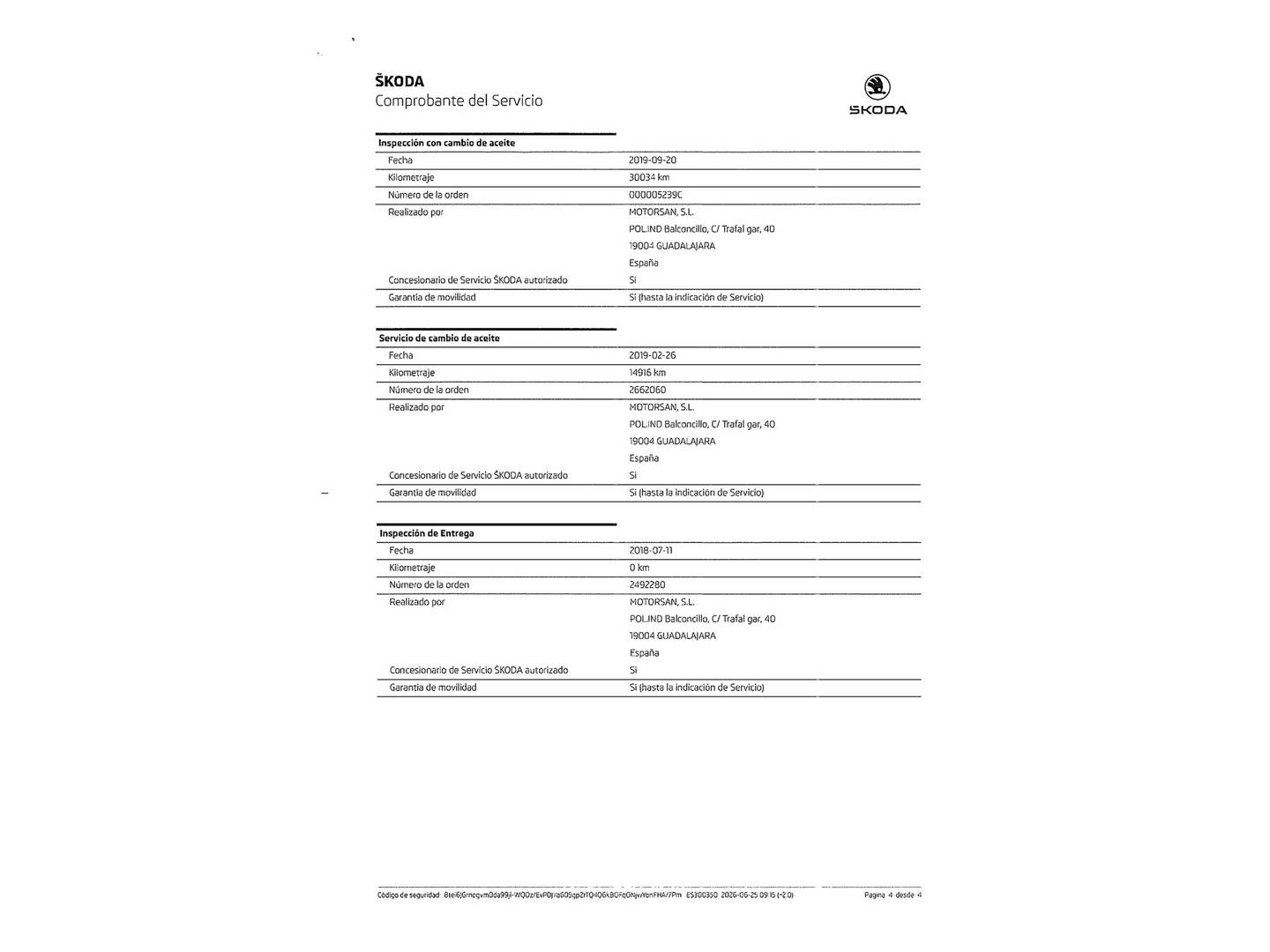 Foto del mantenimiento del Skoda Octavia Skoda Octavia 1.4 TSI CNG Like (110 CV)