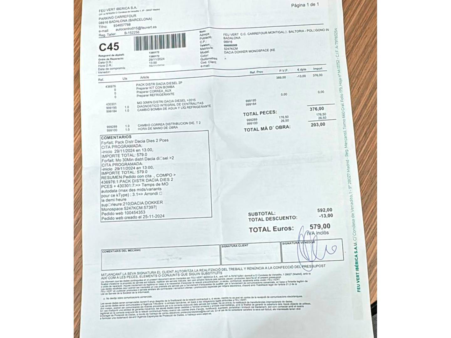 Foto del mantenimiento del Dacia Dokker Dacia Dokker Stepway dci (90 CV)