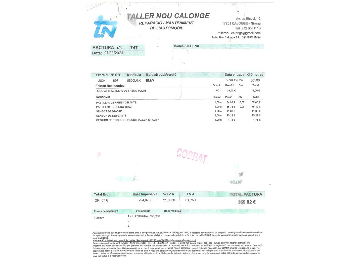 Foto del mantenimiento del BMW Serie 1 BMW Serie 1 118d (150 CV)