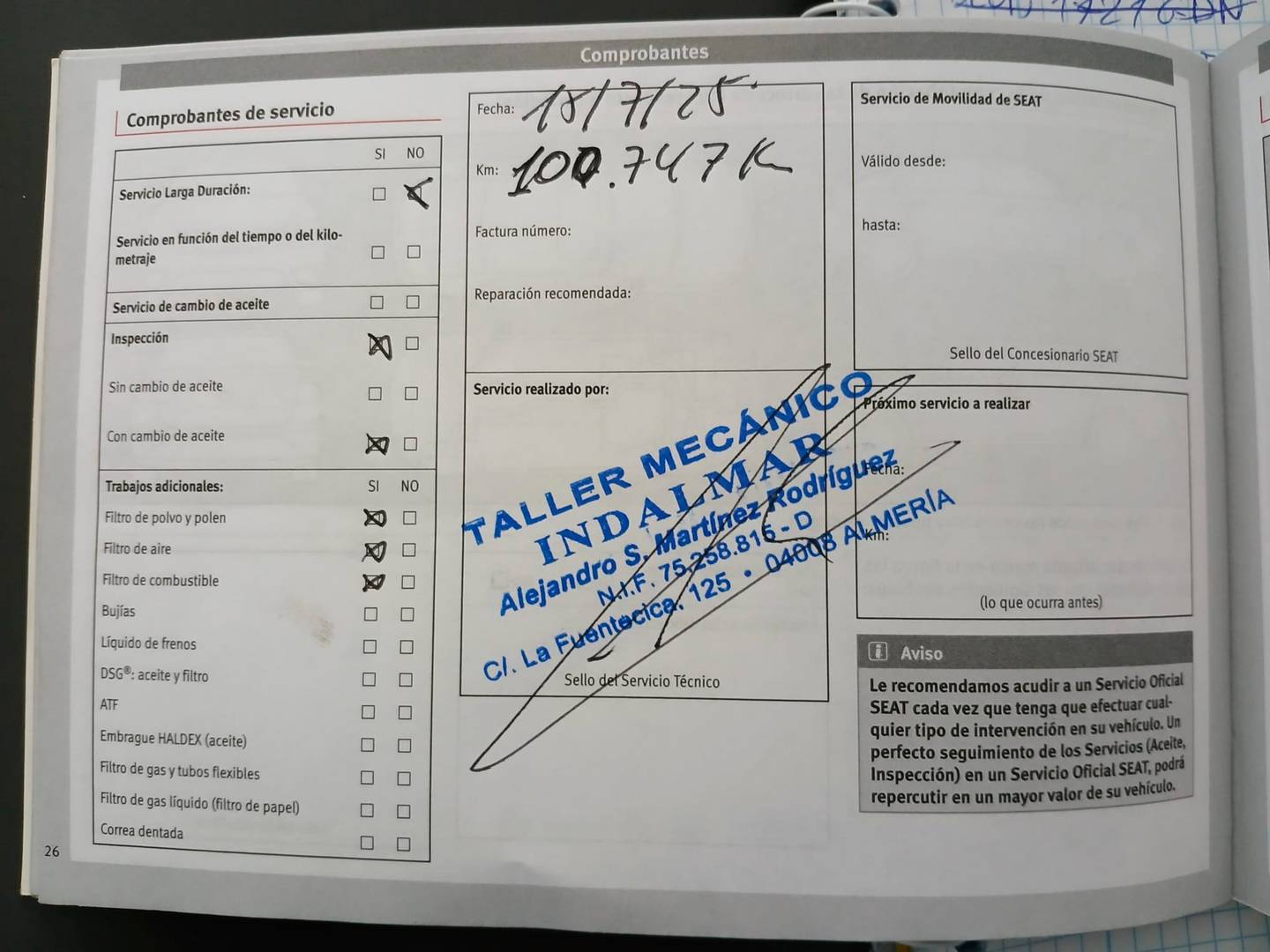 Foto del mantenimiento del Seat Ibiza Seat Ibiza 1.4 TDI Style (90 CV)